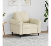 Runheo Fauteuil Crème 60 cm en Similicuir avec Cadre Métal Stable, Siège Confortable et Design Moderne pour Salon, Bureau, Chambre ou Séjour Relaxant