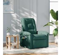 Runheo Fauteuil de massage en tissu vert foncé, réglable manuellement, vibration à 6 points, pour salon, chambre à coucher, détente confortable, charge maximale de 110 kg