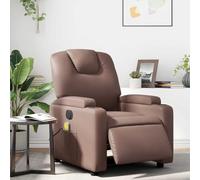 Runheo Fauteuil de Massage inclinable électrique Marron en Similicuir avec Dossier et Repose-Pied réglables 135 degrés, Coussin rembourré, accoudoirs Larges, Cadre Bois métal Stable, idéal Salon