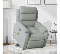 Runheo Fauteuil de Massage inclinable Gris Clair en Velours Tissu avec Fonction Levage électrique Dossier réglable accoudoir rembourré 75x92,5x100 cm Moteur intégré pour Salon Bureau Confort