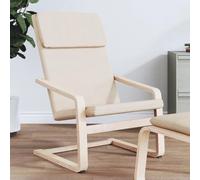 Runheo Fauteuil de relaxation en tissu crème, bois de bouleau massif, 59 x 82 x 98 cm, fauteuil confortable pour salon, chambre à coucher, coin lecture, adulte