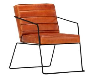 Runheo Fauteuil en Cuir véritable Brun Roux avec accoudoirs rembourrés et Structure en métal Robuste pour Salon, Bureau, Coin Lecture ou détente Confortable