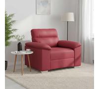 Runheo Fauteuil lounge en cuir synthétique avec accoudoirs larges, structure en bois et métal robuste, rembourrage confortable, pour salon Bordeaux 60 cm