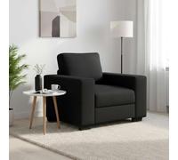 Runheo Fauteuil Noir en Tissu Polyester, 100x77x82 cm, avec Cadre métal et Bois Solide, accoudoirs Larges, Assise rembourrée, idéal Salon, Bureau, Chambre pour Confort et détente