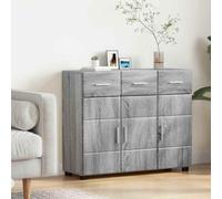 Runheo Florin Buffet avec étagère Gris Sonoma 88,5 x 30,5 x 73 cm avec espace de rangement, deux portes à charnières, trois étagères pour salon, chambre d'amis, salon, rangement polyvalent
