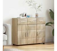 Runheo Florin Buffet en chêne Sonoma 88,5 x 30,5 x 73 cm avec 3 étagères, 2 portes, espace de rangement fonctionnel pour salon, chambre d'amis et salon, ensemble de meubles modernes