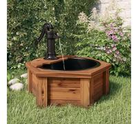 Runheo Fontaine à Eau en Bois de Sapin Massif avec Pompe, Dimensions 57x57x53 cm pour Jardin extérieur, décoration Cascade, Bassin, terrasse, Patio, Balcon, Cour, étang, Ambiance Relaxation