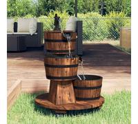 Runheo Fontaine à Eau sur Roues en Bois de Sapin Massif avec Pompe Cascade 55x55x80 cm pour Jardin extérieur Patio décoration Relaxation Bruit ruissellement Bassin Bassin Bassin en Cascade pour