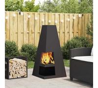 Runheo Foyer de jardin portable en acier noir avec grande surface de cuisson pour chauffage extérieur, chaleur, romantisme et atmosphère confortable en hiver 50 x 50 x 100 cm