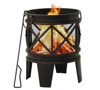Runheo Foyer rustique en acier Φ42 x 54 cm avec tisonnier, décoration de jardin pour terrasse et extérieur, source de chaleur et ambiance de flamme pour des soirées confortables dans le jardin et