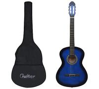 Runheo Guitare classique pour débutant avec sac Bleu 4/4 39" Bois de tilleul Nylon Longueur 101 cm Graduation 65 cm pour l'apprentissage, la pratique, la maison, les cours et les voyages