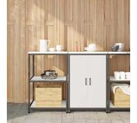 Runheo HATTEM Kit de rangement de cuisine, 2 pièces, blanc, acier, 60 x 50 x 92 cm, avec 4 étagères, portes, espace de rangement, buffet, commode, armoire basse pour salle à manger, garde-manger, bar
