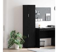 Runheo Haut Armoire chêne Noir 35 x 39 x 168 cm Meuble de Rangement avec Portes Buffet bahut Commode Console idéal Salon Salle à Manger Cuisine entrée Couloir Bureau décoration