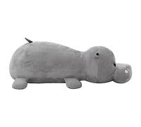 Runheo Hippo Doudou gris en peluche polyester avec rembourrage en coton 100 x 30 cm - Peluche douce comme doudou pour chambre d'enfant, lit, canapé, voyage, maternelle, cadeau d'anniversaire