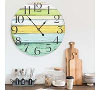 Runheo Horloge Murale Multicolore 60 cm en MDF, silencieuse, Design pour Salon, Cuisine, Chambre et Bureau, Facile à Fixer, décoration Moderne et Fonctionnelle pour intérieur