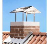 Runheo Hotte de cheminée argentée en acier inoxydable 60 x 60 x 38 cm, housse de cheminée résistante aux intempéries pour jardin et extérieur, protection contre la pluie et la saleté, design moderne