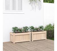 Runheo Jardinières 2 pcs en Bois de pin Massif 60x31x31 cm pour Jardin, bacs à Fleurs extérieurs, jardinières surélevées idéales pour Planter légumes et Fleurs sur Balcon ou Patio