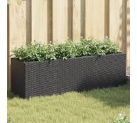 Runheo Jardinières avec 3 Pots 2 pcs Noir en résine tressée 105x30x32 cm Cadre Acier Enduit pour Jardin, bacs à Fleurs résistants, bac de Plantation extérieur, platebandes surélevées