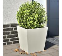 Runheo Jardinières en Acier Blanc 2 pcs 40x40x40 cm avec Fond, jardinières de Jardin surélevées pour Fleurs, Planter Boxes Outdoor, Beds for Gardening, Flower, Garden Bed