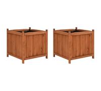 Runheo Jardinières surélevées 2 pcs 50x50x50 cm en Bois de Sapin Massif avec Doublure Polyester, bac à Fleurs Robuste pour Jardin extérieur, terrasse et Culture de Plantes