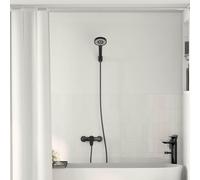 Runheo Kit de pommeau de douche noir G 1 2" avec 5 fonctions - Douche à effet pluie - Système de douche avec support de tuyau et filtre anticalcaire pour salle de bain et douche