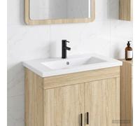 Runheo Lavabo de Salle de Bains Noir Mat en métal 81 x 40 x 17,5 cm avec Robinet évacuation Rapide, Meuble lavabo Simple pour Salle Bain, Rangement tiroir Colonne, Usage intérieur