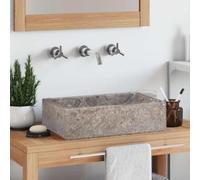 Runheo Lavabo en marbre gris brillant 45x30 cm évier lave-main encastrable ou suspendu pour salle de bain moderne avec vidage et siphon inclus