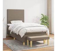Runheo Lit à sommier tapissier 90 x 200 cm taupe, housse en tissu, tête de lit réglable en hauteur, matelas à ressorts ensachés, résistance moyenne, avec surmatelas et banc, meubles pour chambre à
