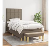 Runheo Lit à sommier tapissier avec matelas, 80 x 200 cm, tissu taupe, tête de lit réglable, ressorts ensachés, soutien moyennement ferme, surmatelas et banc, meubles de chambre à coucher