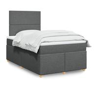 Runheo Lit à sommier tapissier avec matelas, gris foncé, 120 x 190 cm, tissu, ressorts ensachés, éclairage LED, tête de lit réglable en hauteur, surmatelas confortable
