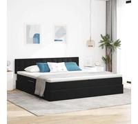 Runheo Lit avec Rangement et LED Noir 200 x 200 cm en Velours Doux avec Cadre métallique et Moteur hydraulique, éclairage LED RGB personnalisé