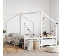 Runheo Lit bébé blanc en pin massif 2 x 80 x 200 cm avec sommier à lattes, lit junior pour chambre d'enfant, convertible, lit stable pour tout-petits avec design sûr