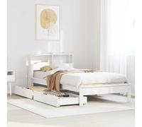 Runheo Lit bibliothèque Blanc en Bois de pin Massif 75x190 cm Cadre Stable avec tiroirs de Rangement sous lit pour Chambre compacte Confort et Organisation