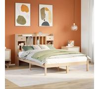 Runheo Lit bibliothèque en Bois Massif de pin 140x200 cm sans Matelas Cadre de lit avec sommier à Lattes Espace rangements et tiroirs Meuble Chambre Fonctionnel et Peu encombrant