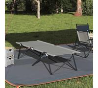 Runheo Lit de camping pliant, gris, 206 x 76 x 74 cm, cadre en acier, stable, portable, compact, pour extérieur, jardin, voyage, festival, plage, avec tissu Oxford résistant aux intempéries