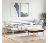 Runheo Lit de jour, 90 x 200 cm, en pin massif, cadre de lit blanc, multifonctionnel, avec sommier à lattes, lit simple robuste, pour chambre à coucher, salon, chambre d'amis