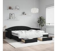 Runheo Lit de Jour avec gigogne Noir 100x200cm en Velours 2 tiroirs Cadres en Bois Massif métal canapé-lit Salon Chambre Multifonctionnel Rangement Pratique