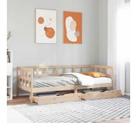 Runheo Lit de Jour Bois Massif 90x190 cm Cadre de lit avec tiroirs Espace de Rangement Robuste pour Chambre Salon canapé Multifonction