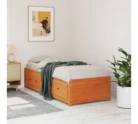 Runheo Lit de Jour en Bois de pin Massif Cire Marron 80x200 cm avec Rangement lit Cadre Robuste pour Chambre Salon Multifonction canapé-lit Pratique