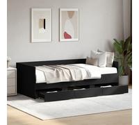 Runheo Lit de Jour Noir 90x200 cm avec tiroirs de Rangement en Bois d'ingénierie Robuste pour Chambre Salon Multifonction canapé-lit Pratique