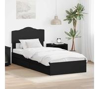 Runheo Lit de rangement, noir, 100 x 200 cm, en bois dérivé du bois, cadre de lit moderne avec tiroirs pratiques, lit simple durable, pour chambre à coucher, peu encombrant