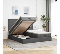 Runheo Lit ottoman avec matelas, gris foncé, 160 x 200 cm, en tissu, espace de rangement double, avec matelas à ressorts ensachés et surmatelas, meubles de chambre à coucher
