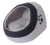 Runheo Lit pour Chats Gris et Noir M avec Coussin Moelleux, Maison de Couchage Pliable, 29 x 32 x 27 cm, pour Le Confort, la Chaleur et la Protection intérieure ou en Voyage