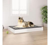 Runheo Lit pour Chien Blanc en Bois de pin Massif 91,5x64x9 cm Robuste Design Intemporel pour Maison Salon Chambre Chiot Chat Senior