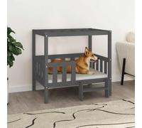 Runheo Lit pour Chien Gris en Bois de pin Massif 95,5x73,5x90 cm Cadre Stable Design épuré idéal pour Sommeil Confort et Repos dans Maison ou Voyage