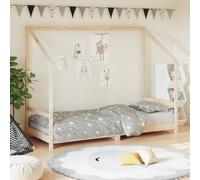 Runheo Lit pour enfant 80 x 200 cm en pin massif avec sommier à lattes en contreplaqué, lit à treillis stable pour tout-petit, chambre d'enfant avec aspect rustique et entrée sûre
