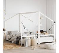 Runheo Lit pour enfant blanc en pin massif 2 x 90 x 200 cm pour chambre d'enfant avec sommier à lattes, fonction lit à barreaux, sécurité et confort de sommeil pour bébé, tout-petit et nourrisson
