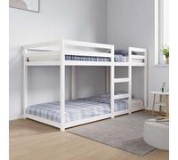 Runheo Lit superposé Blanc 90x190 cm en Bois de pin Massif Cadre de lit Robuste pour Chambre Enfants Espace limité Design sûr avec Garde-Corps et Montage Facile