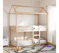 Runheo Lit superposé en Bois de pin Massif 90x200 cm sans Matelas, Cadre de lit Solide pour Chambre d’Enfant, mobilier Compact sécurisé avec Toit et Garde-Corps