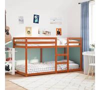Runheo Lit superposé en Bois de pin Massif Cire Marron 80x200 cm avec Garde-Corps sécurité Design Compact pour Chambre Enfant Espace limité